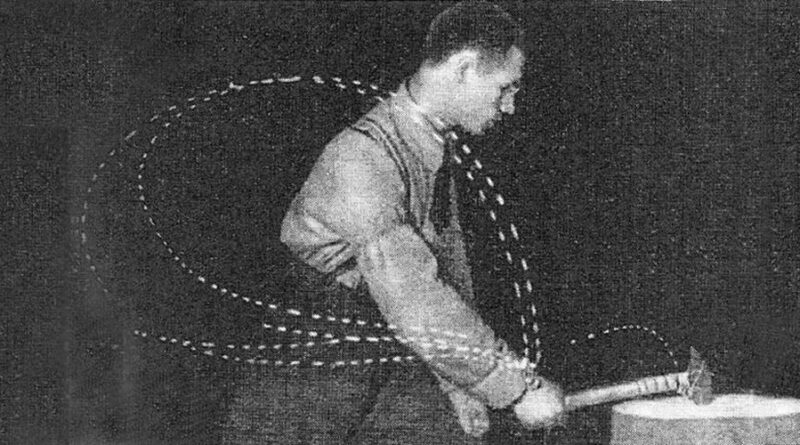 Een cyclogram van Aleksei Kapitonovich Gastev laat zien dat hamerzwaaien nooit twee keer precies hetzelfde zijn. Gastev was een Russische revolutionair en vakbondsactivist die wetenschappelijk onderzoek deed naar arbeidsmanagement.